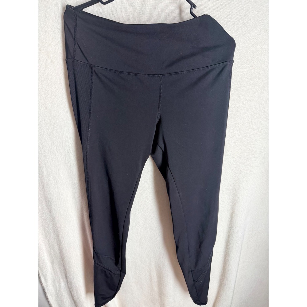 Tangerine Womens Black High Waisted Activewear Leggings Mesh Panel Large